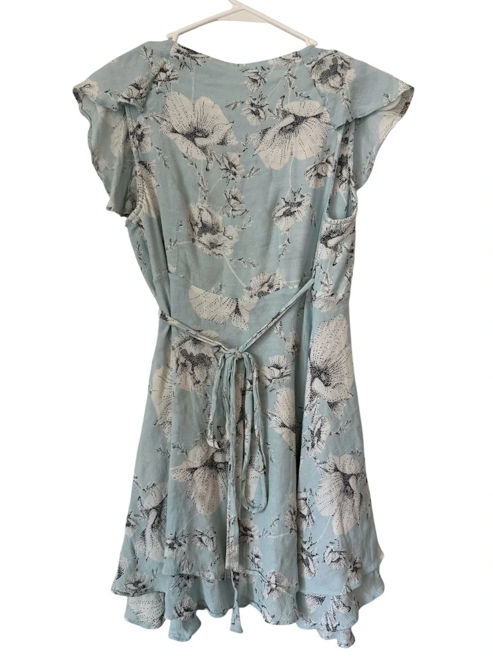 Free People French Quarter Wrap Dress Floral Flutter Sleeves XS